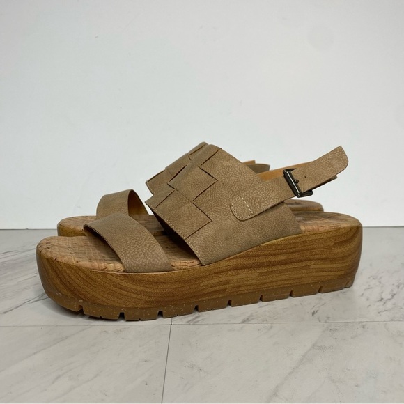 New! Korks Kork Ease Fraya Tan Faux Leather Platform Wedge Sandal 9M - Picture 15 of 15